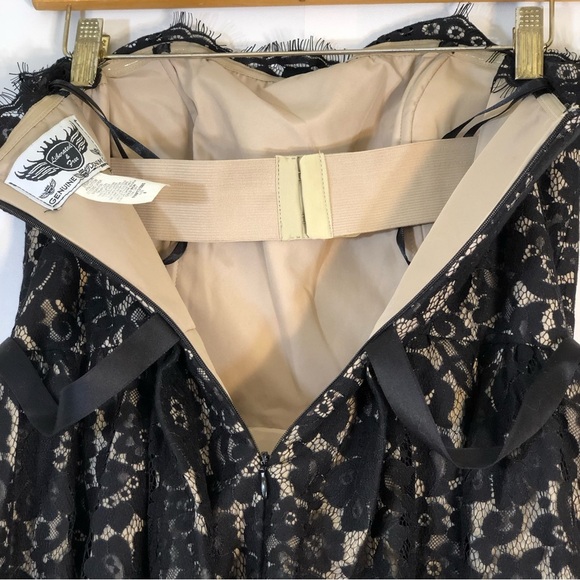 Liberated & Free Black Chantilly Lace Strapless Cocktail Party Dress - Picture 13 of 16